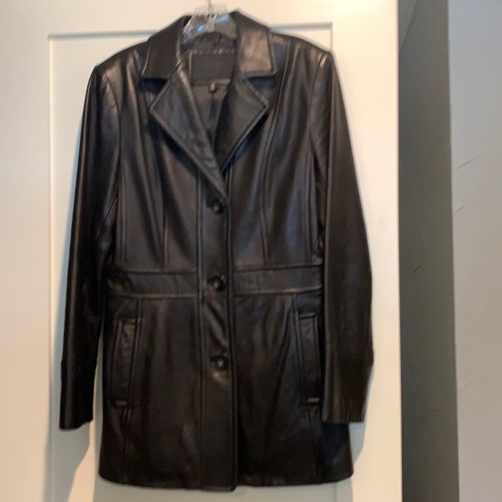 Avanti Black Leather Coat